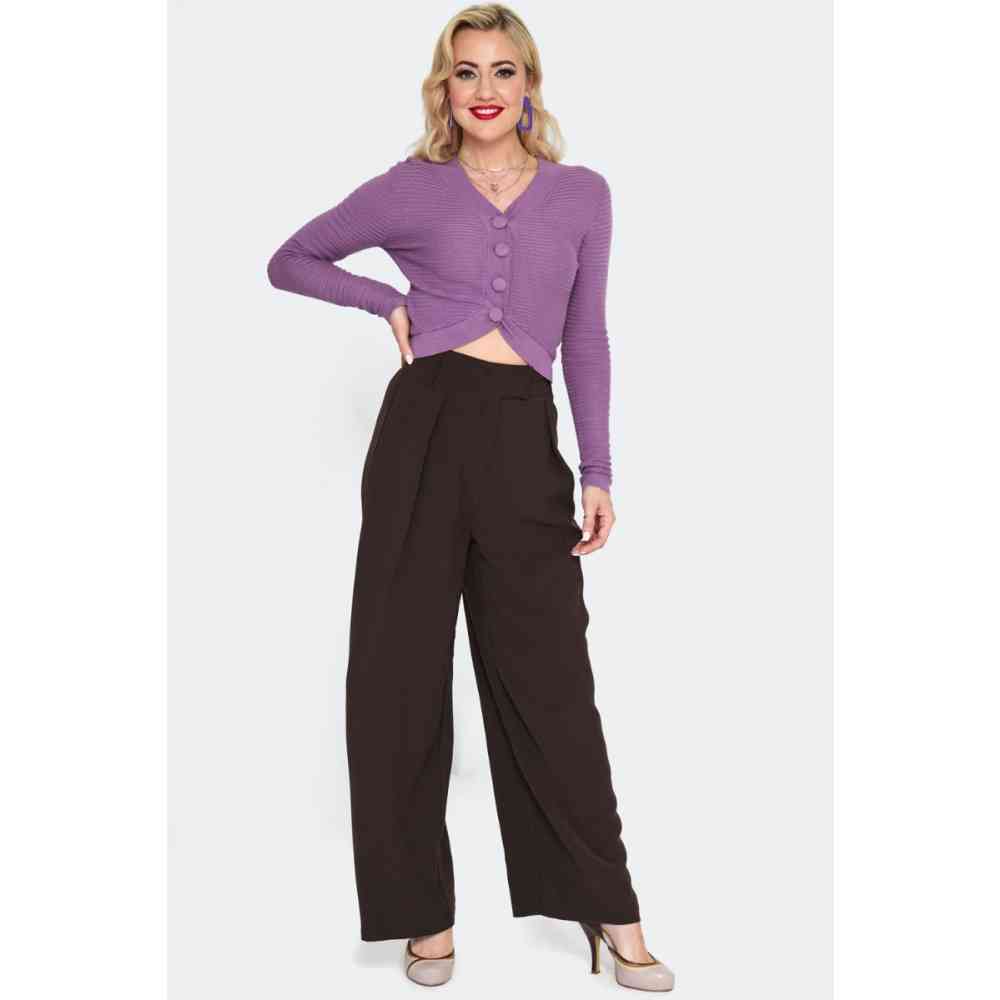 Voodoo Vixen - Brown Pleated Weite Hose - Braun